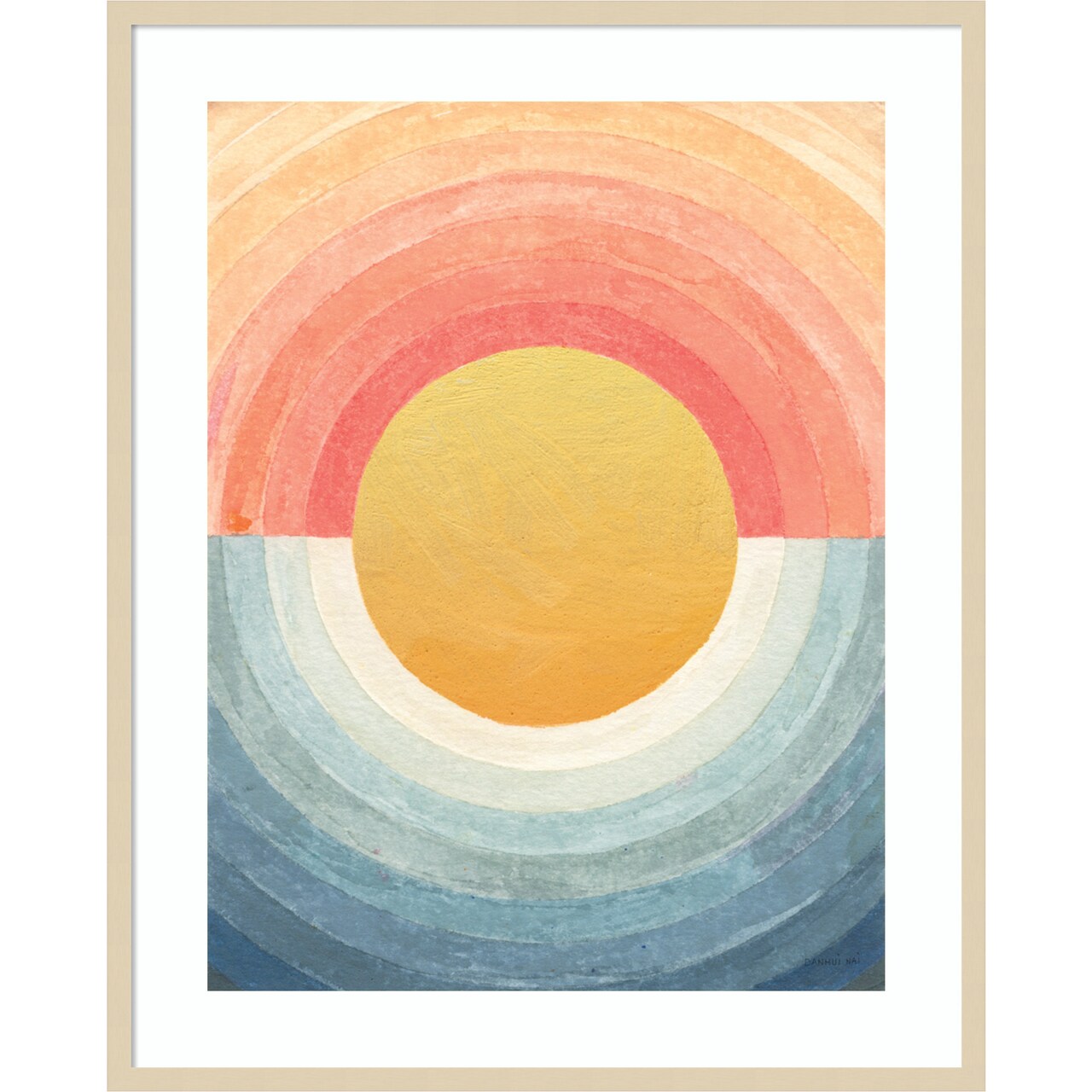 Retro Vibes Abstract Sun by Danhui Nai Wood Framed Wall Art Print 33 in. W x 41 in. H